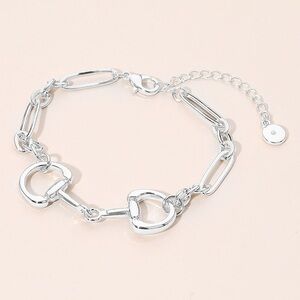 Silver Metal Horsebit Link Bracelet